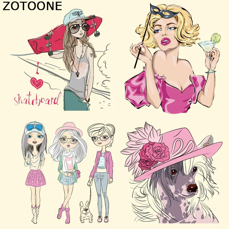 ZOTOONE изображением красивой девушки патчи железные на передачи тепла для детской