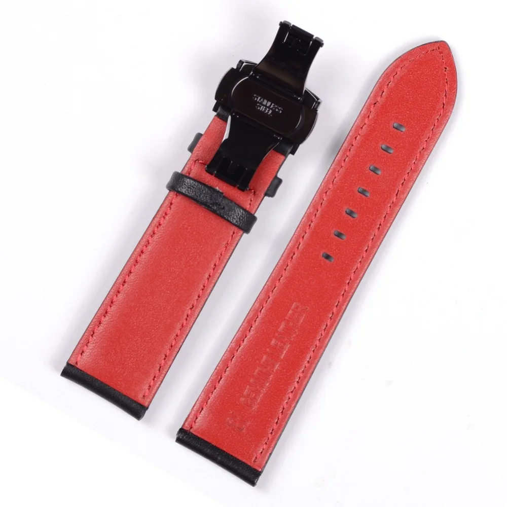 Ремешок для часов EACHE из натуральной кожи с красными и синими отверстиями