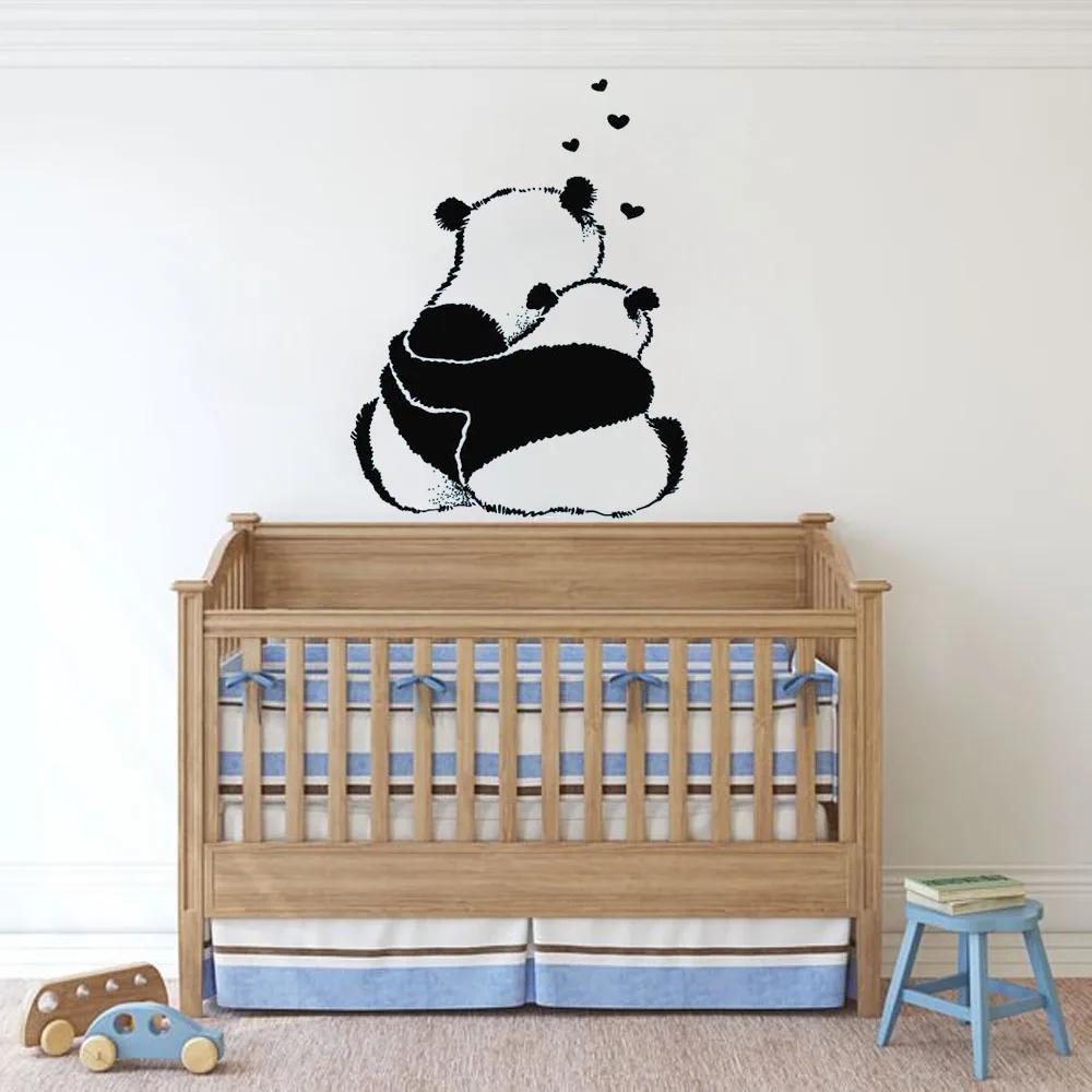 

Lovely Panda Wall Decal Nursery Animal Panda Kids Bedroom Home Decor Vinyl Wall Sticker Cute Hug Art Wallpaper S351