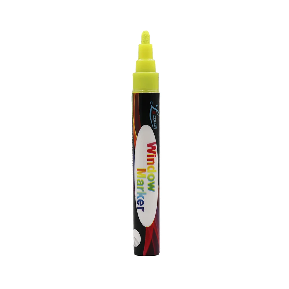 Yellow 6mm 1pcs Flashcolor 1 шт., маркер 3 мм, 6 мм, 8 мм, жидкий мел, флуоресцентный неоновый маркер, Светодиодный Маркер для стеклянной доски, художественные маркеры, офисные принадлежности - Цвет: Yellow 6mm 1pcs