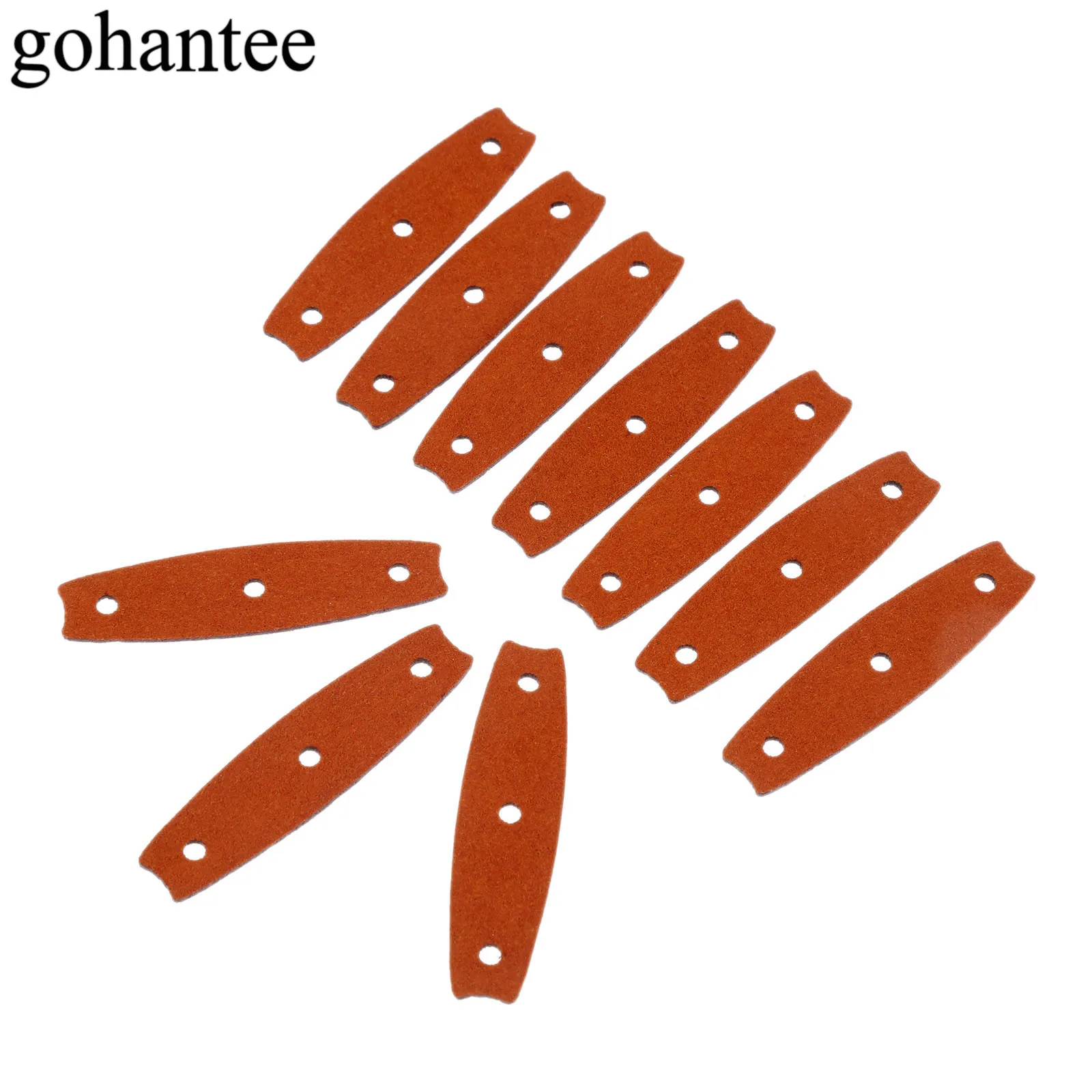 

gohantee Brown 10pcs Slingshots Pouches Microfiber Leather with Center Hole for Outdoor Hunting Catapults 60mm x 16mm x 8mm