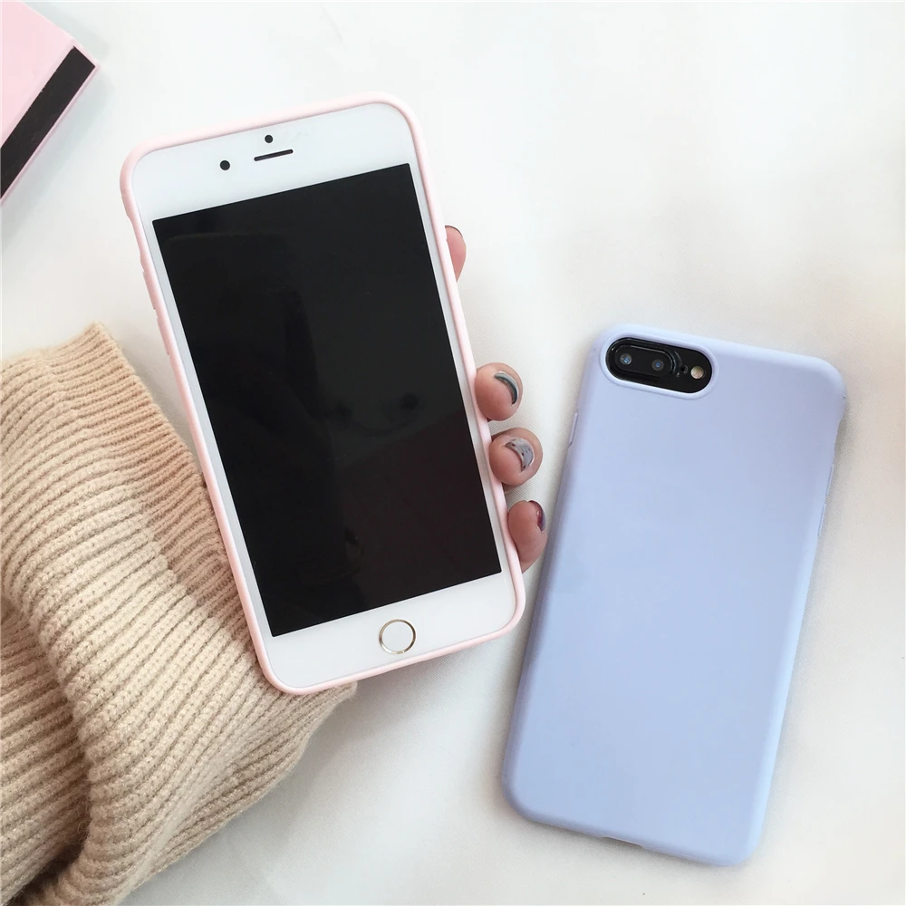 Розовый чистый цвет чехол для iphone 7 Чехол плюс телефонные чехлы Модные конфеты