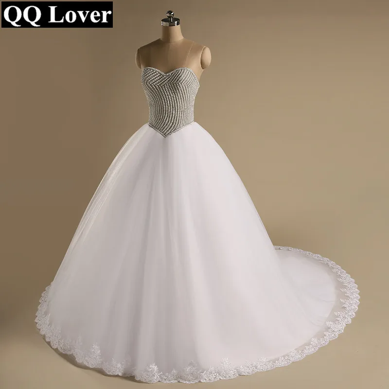 QQ Lover 2019 роскошное свадебное платье с бисером сделанное на заказ