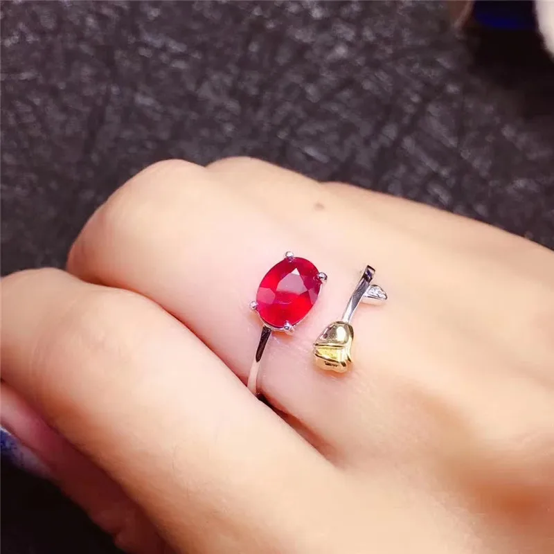 Натуральные рубиновые кольца для женщин 6x8 мм 1.55Ct из натурального драгоценного камня 925 пробы Свадебные украшения для помолвки#49