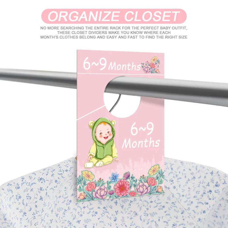 

7pcs Baby Organize Closet Dividers Hangers Age Dividers for Baby Clothes Size Markers for Boy and Girl from Newborn to Toddlers