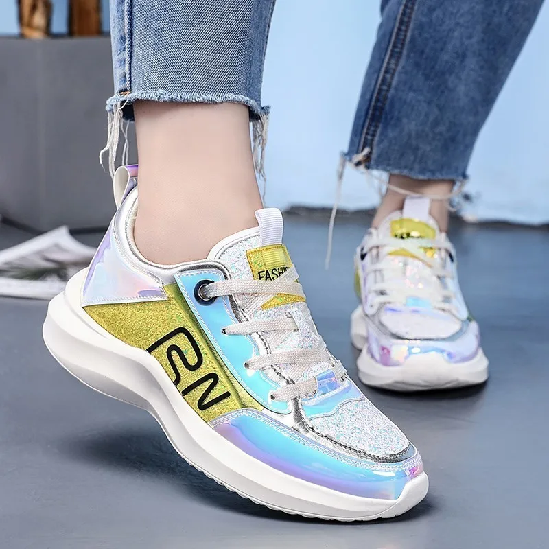 Кроссовки женские со стразами повседневная обувь для бега шикарные криперы