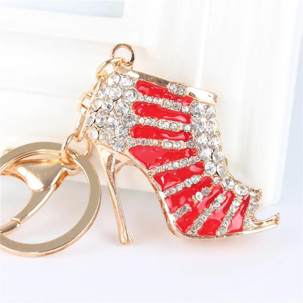 Подвеска стразы на высоком каблуке с кристаллами красного цвета|lovers gift|key chain