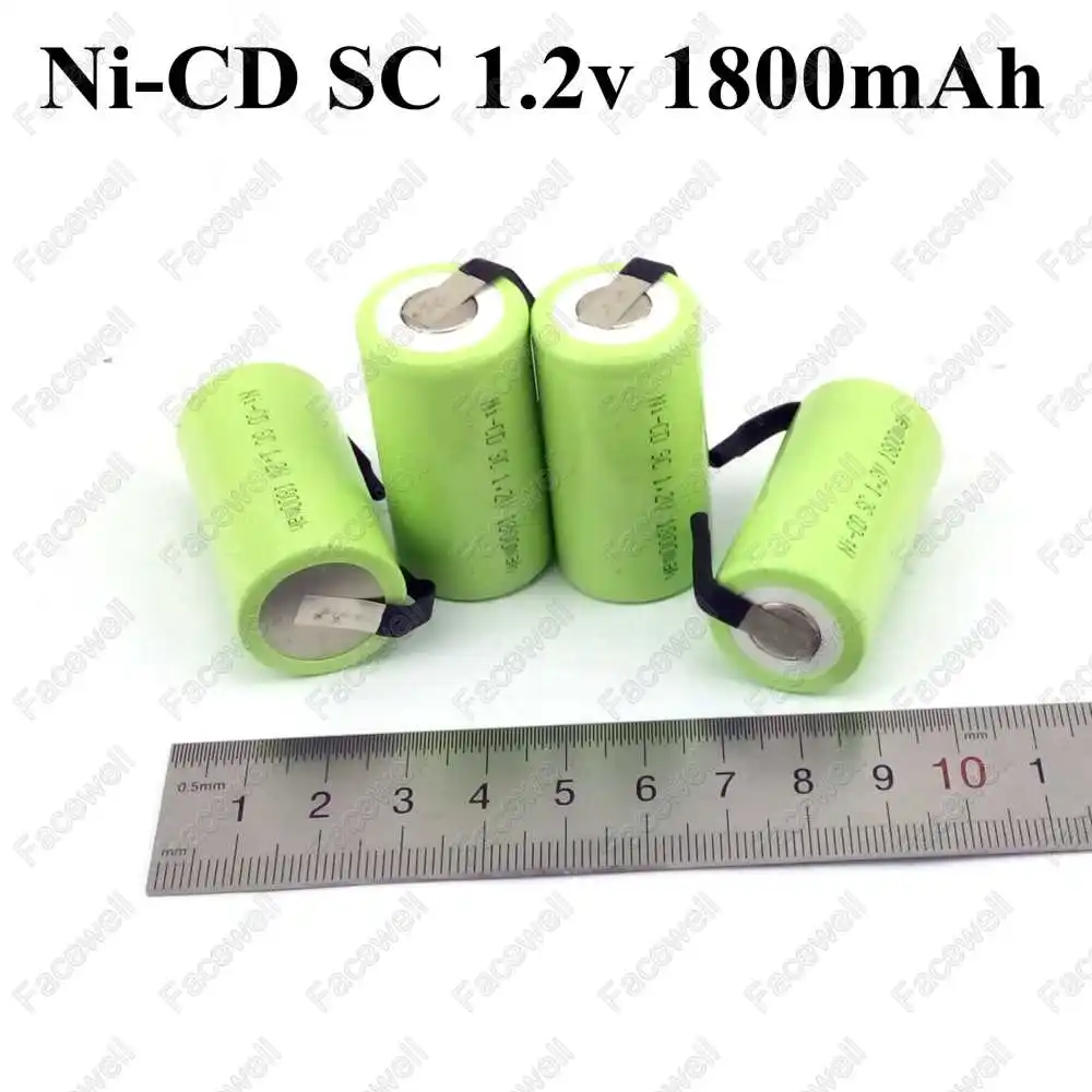 10 шт. бренд Sub C SC nicd 1 2 в 1800 мАч 20A ni cd sc перезаряжаемая батарея упаковка sub c cell subc для