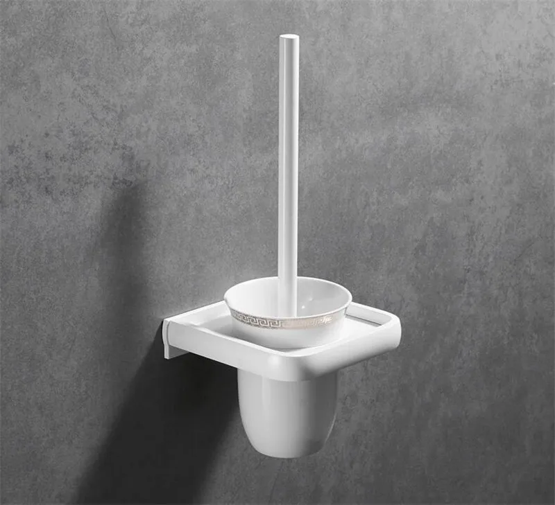 Toilet brush holder Аксессуары для ванной комнаты Набор Алюминий Полотенца стеллаж для выставки товаров угловые полки держатель для туалетной бумаги держатель для туалетной щетки ряды крючков набор аксессуаров для ванной - Цвет: Toilet brush holder