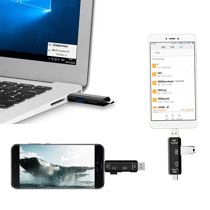 Кардридер Kuman 2 0 OTG USB TypeC интерфейс с Micro SD TF слот для карты памяти картридер
