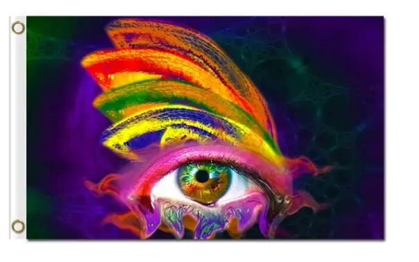 

Creative artwork rainbow colors eye 3x5ft flags printing