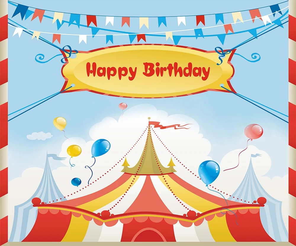 Виниловый фон для фотографирования с изображением цирка карнавала большого топа