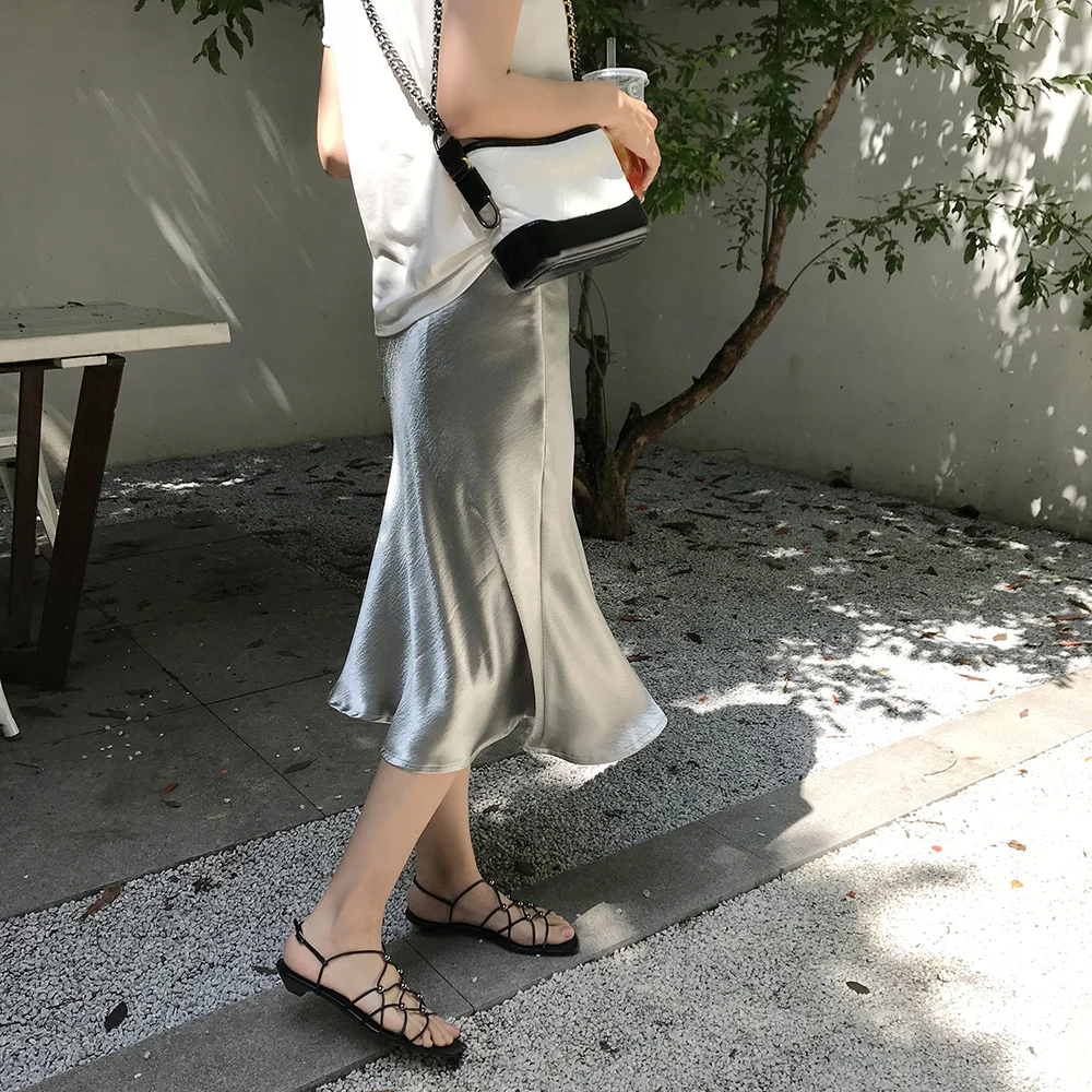 Heydress/Летняя блестящая атласная юбка-труба с высокой талией юбка миди