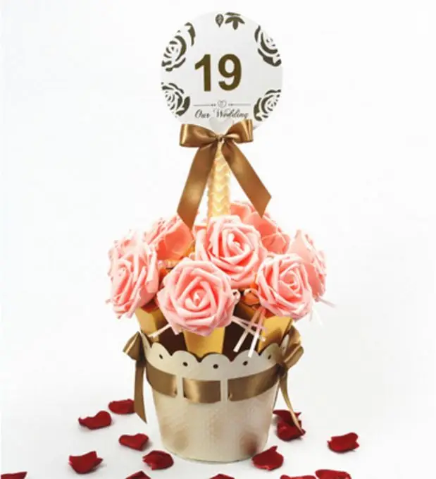 2 комплекта золотой цветочный горшок цвета шампанского/розового мороженого