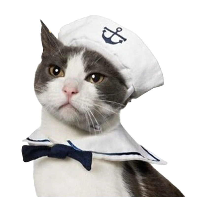 Набор морских кошачьих и шальных костюмов для кошек собак шапка ошейник галстук