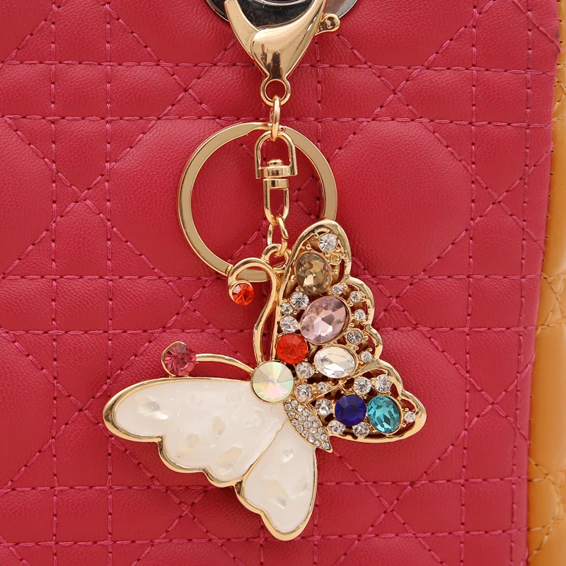 

Creative Trinket Fashion Colorful Butterfly Pendant Keychain Novelty Car Key Chain Holder Women Bag Charm Accessories Gift R191