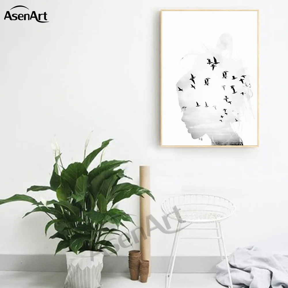 Северная Европа Женская и дикая Гусь Холст Картина Искусство Печать на холсте