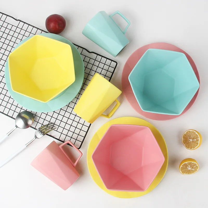 1 комплект керамической матовой посуды элегантный фарфоровый набор кружка