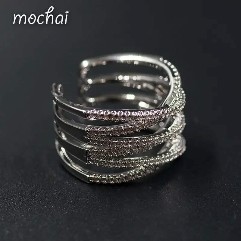 Женские многослойные кольца с фианитом простой и изящный дизайн | Украшения