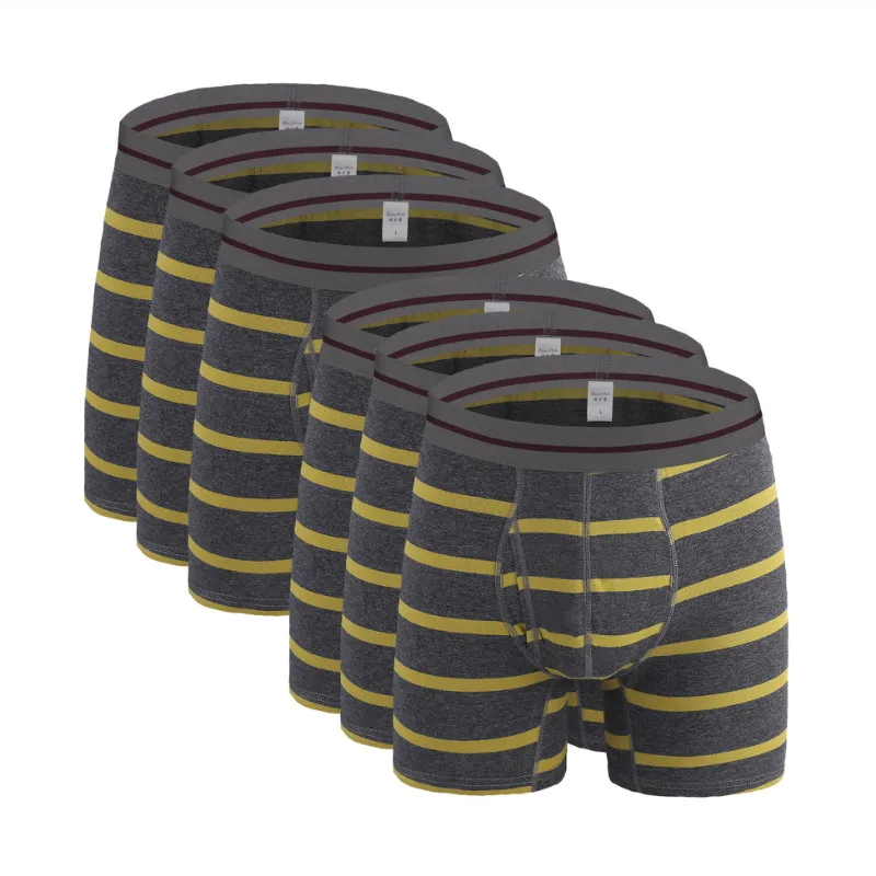 6 Pcs 2388 Dark Grey 6 шт./лот,, модные сексуальные брендовые качественные трусы, известное Мужское нижнее белье, мужские боксеры, шорты, дышащие Длинные боксеры, мужские трусы - Цвет: 6 Pcs 2388 Dark Grey