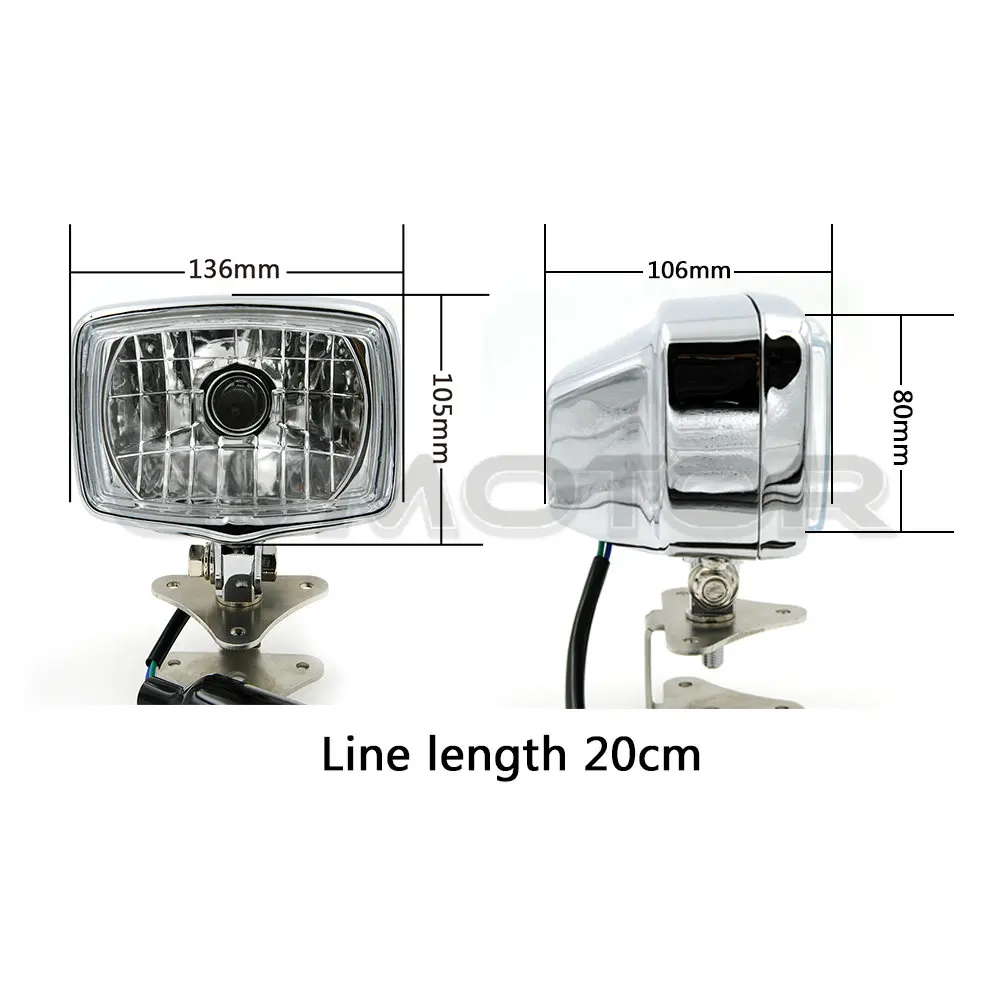 Chorme H4 DEUS Кафе Racer винтажный мотоциклетный светильник с квадратной головкой