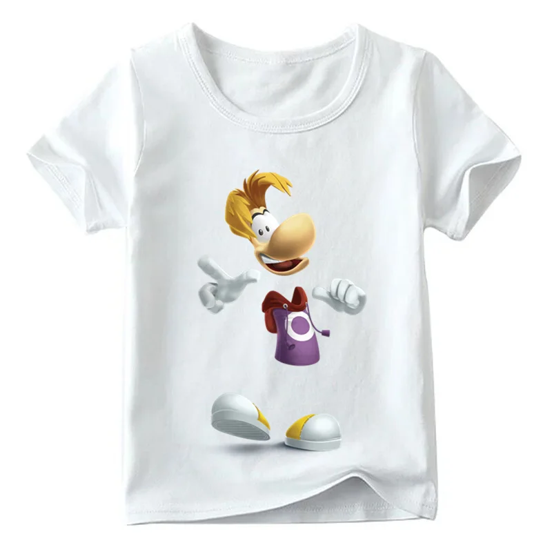 White A Детская футболка с принтом из мультфильма «Rayman Legends adventures» летняя белая футболка для маленьких девочек Повседневная забавная Одежда для мальчиков ooo5204 - Цвет: White A