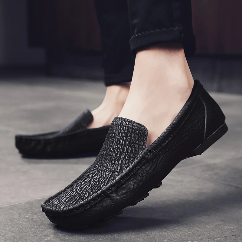 Модная мужская обувь ручной работы Повседневные мужские лоферы из натуральной