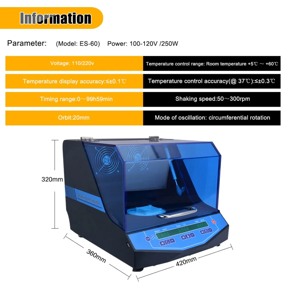 ES 60 инкубатор с постоянной температурой и шейкер 50 ~ 300 об/мин + 5 60|incubator temperature|incubator