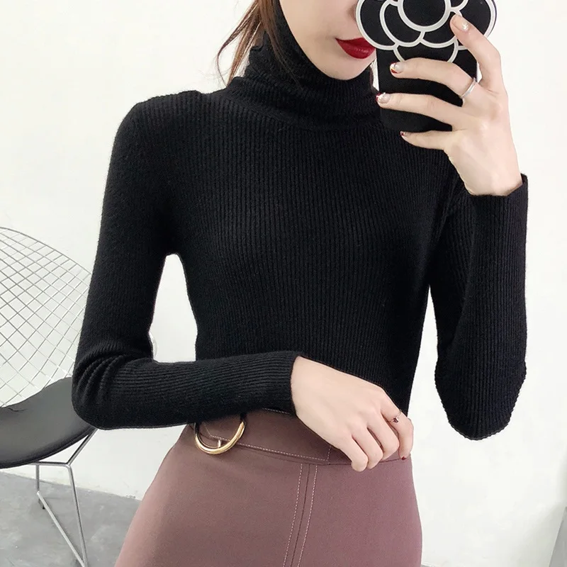 Autumn Pullover Sweater Female Pull Femme 2018 Winter Thick Warm Beautiful Turtleneck Women Long Sleeve Knit | Женская одежда