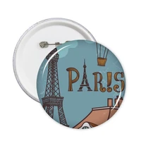 5pcs paris fire ballon france landmark national flag architecture custom landscape illustration pattern round pin badge button