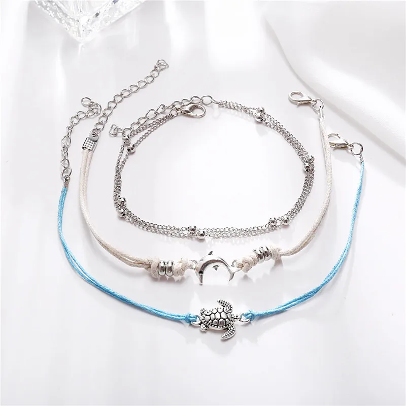TTLIFE BOHO Многослойные ножные браслеты с животными для женщин Винтажный серебряный