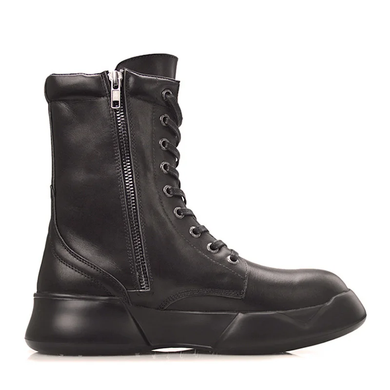 Зимние ботинки на шнуровке в стиле панк Стиль молнии мотоботы Мотоботы Мужская