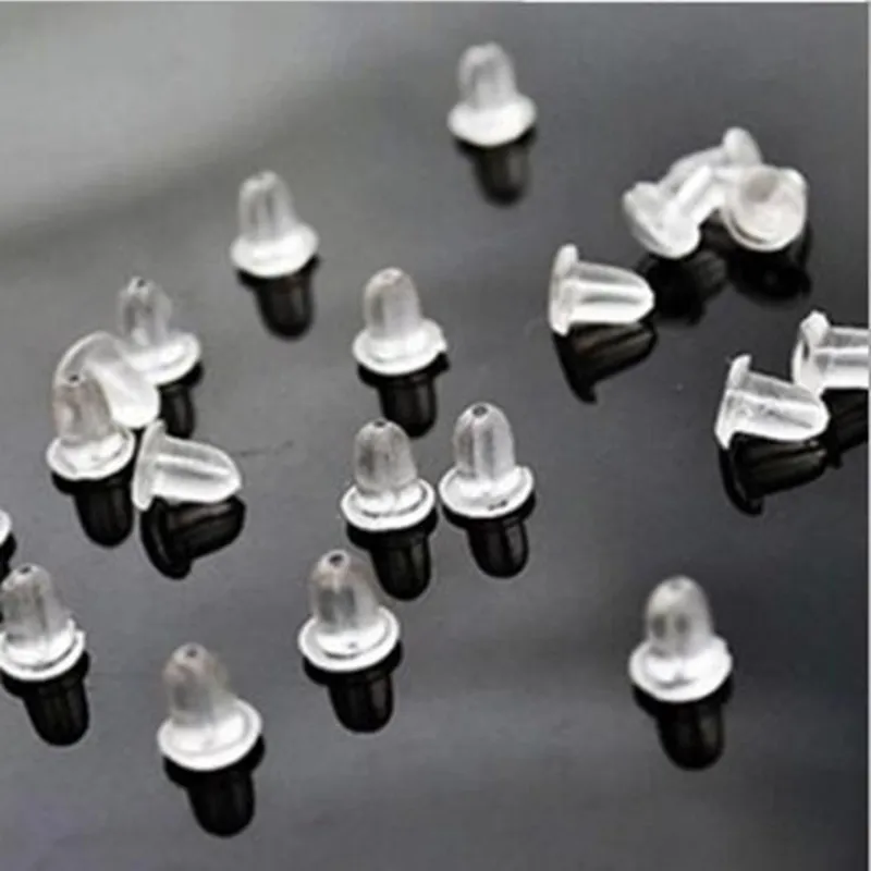 100pcs/lot Clear Soft Silicone Rubber Earring Backs Safety Bullet Stopper Rubber Jewelry Accessories DIY Parts Ear Plugging
