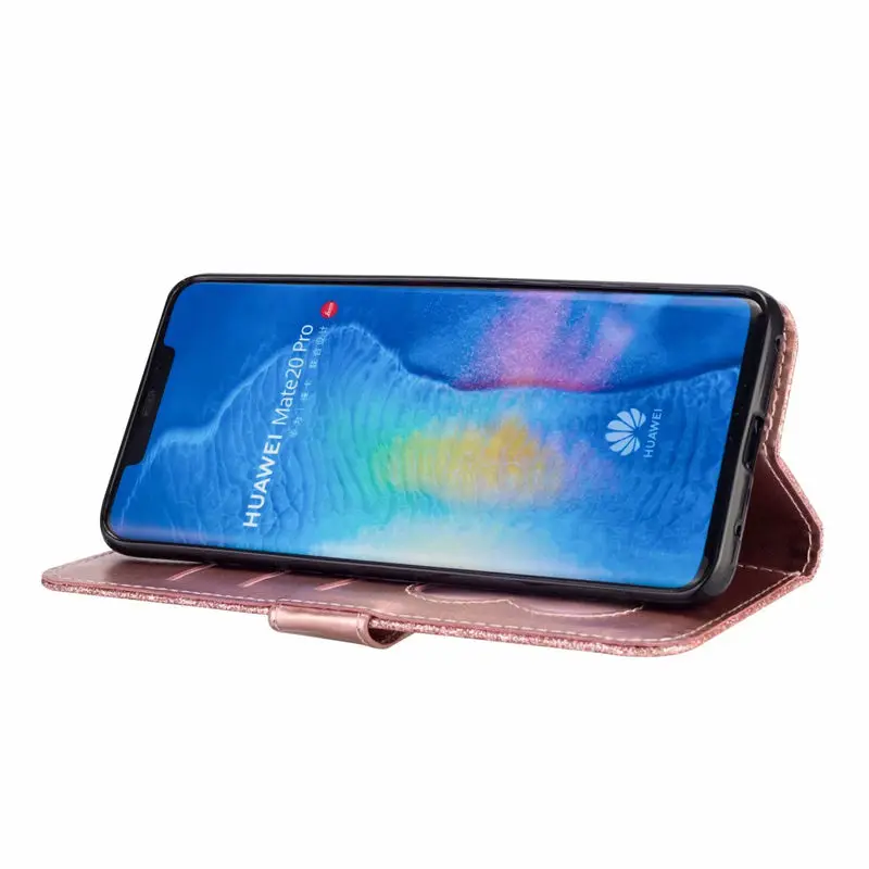 Для huawei P30 Plus P20 mate 20 Lite 10 Pro кошелек из искусственной кожи силиконовый блестящий чехол с отделением для карт для Y6 Y7 P Smart Plus