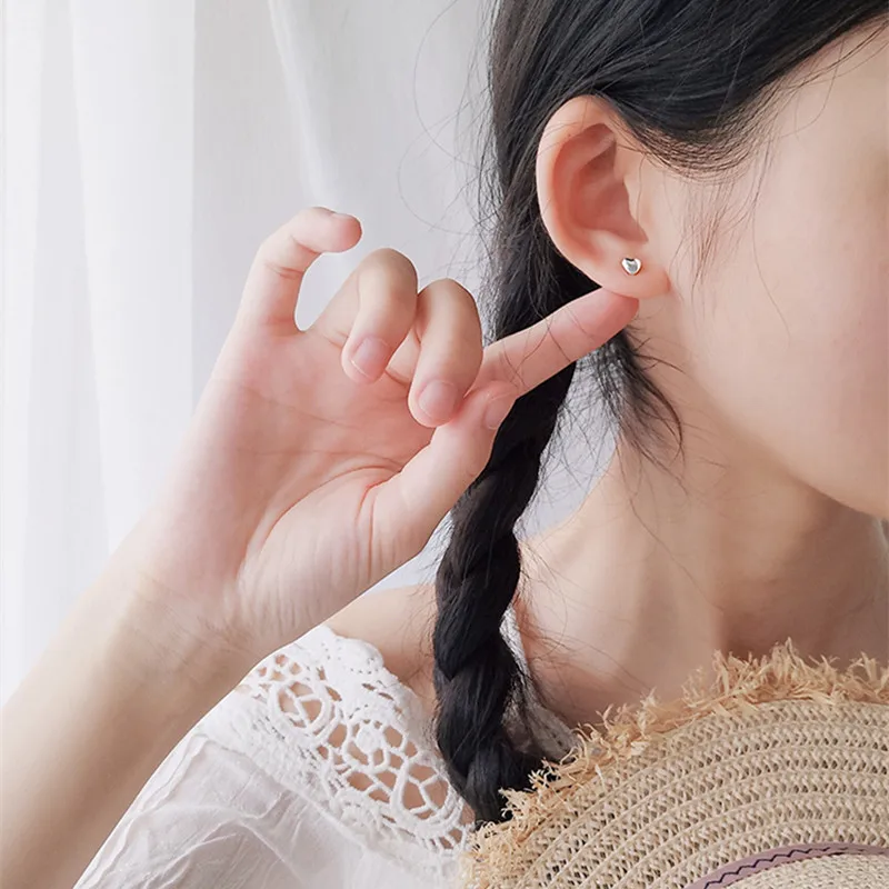 LBLS серьги Настоящее серебро 925 пробы с маленьким сердцем ювелирные изделия