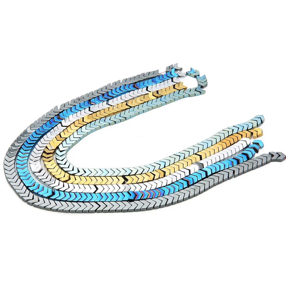 SAUVOO 1Strand/lot 8mm Colorful Hematite Arrow Beads V Shape Semi-precious Stone Bracelets Necklaces Making DIY Jewelry | Украшения и