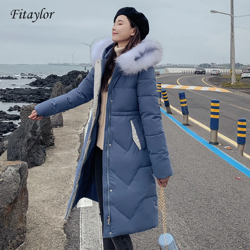 Fitaylor 2020 Большие размеры 3XL зимние женские длинные парки пальто с большим
