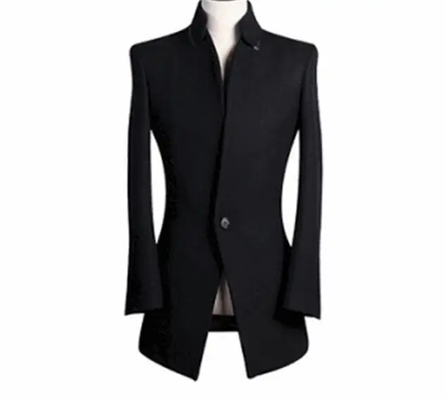 

S-7XL HOT Winter Men's New Fashion Black cloth coat collar fertilizer plus-size leisure jackets