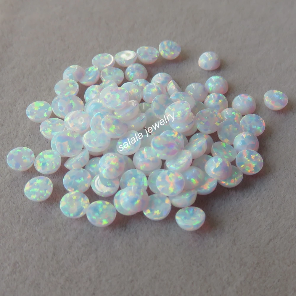 200pcs/lot 4MM Round Opal OP17 Snow White Stone Synthetic Cabochon Fire for Body Piercing Jewelry | Украшения и аксессуары