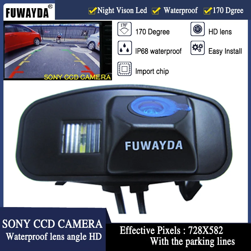 

FUWAYDA WaterProof New LED Night Vision HD car camera RearView Reverse color SONY CCD Camera For Honda CRV CR-V Odyddey Fit Jazz