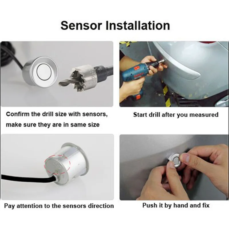 New Car Reversing Parking Radar Sensor Set LED Display 4 Probes Vehicle Audio Buzzer Sound Alarm Kit | Датчики парковки
