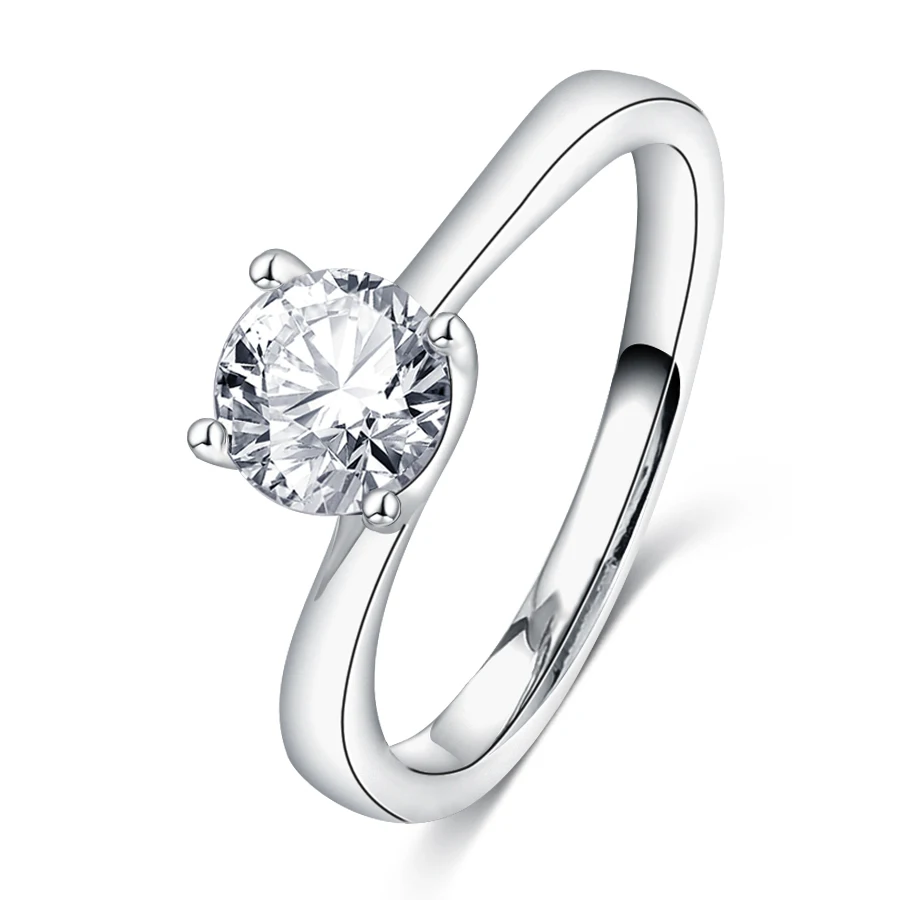 Прямая доставка серебряные белые кольца с кубическим цирконием AAA циркон