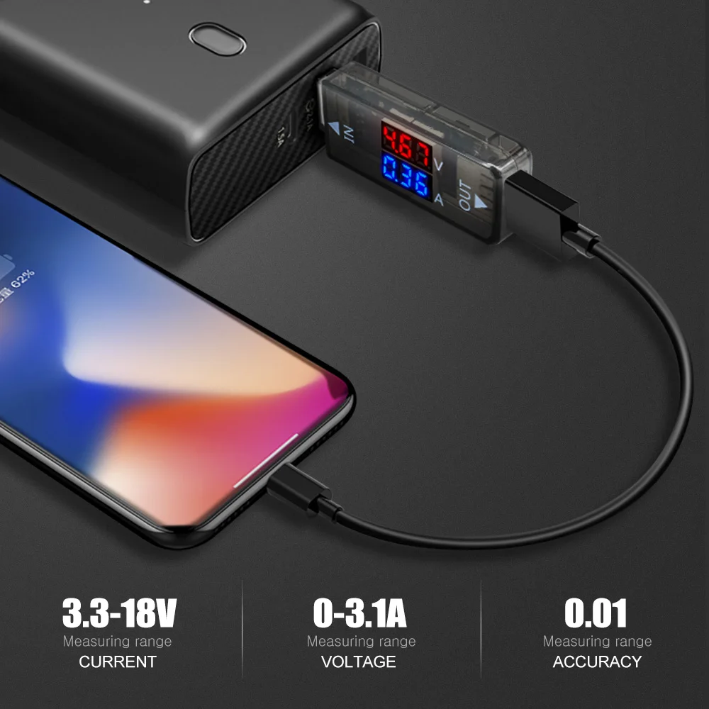 Red + Blue Dual LED Display USB Ammeter Voltmeter digital Electronic Voltage Current Detection Meter Charger Doctor Measure | Инструменты