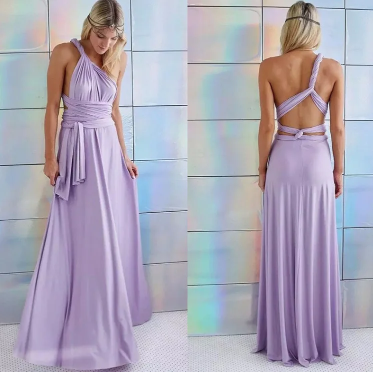 

Multi-Wear Multi-rope Backless Dress Long Cross Halter Sexy Dress Sleeveless Magic Bandage Dress Formal Party Dresses #20