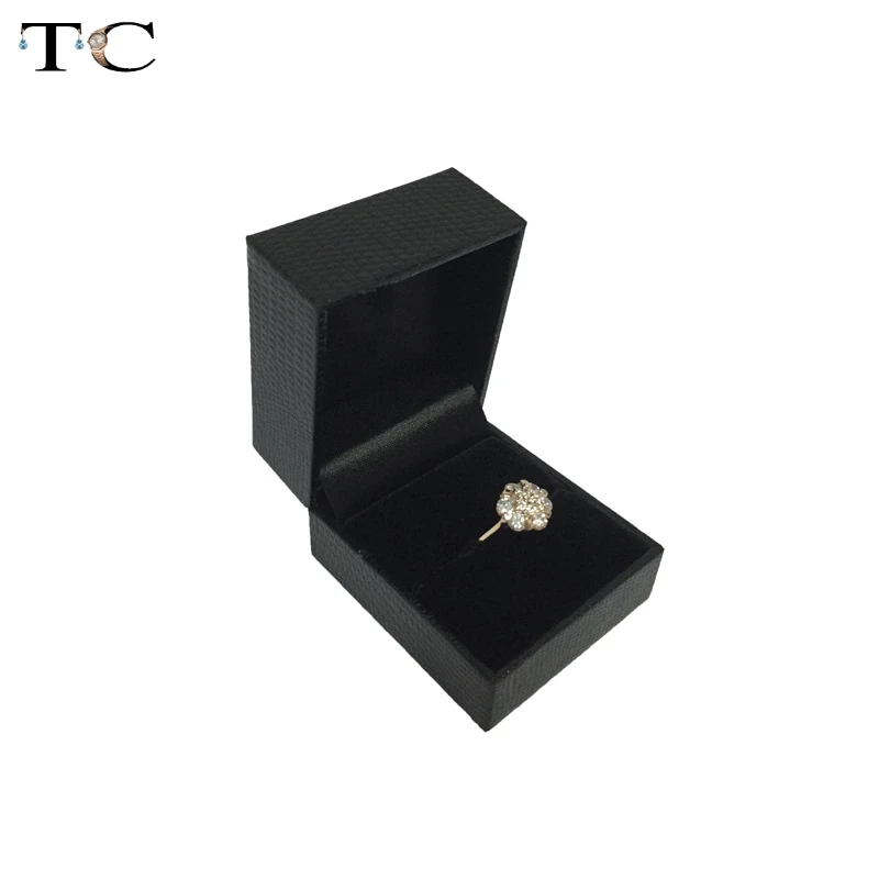 Коробка для колец из черной искусственной кожи Высококачественная коробка