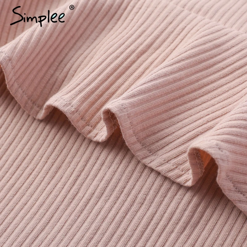 Женский вязаный розовый свитер Simplee с рюшами пуловер открытыми плечами и