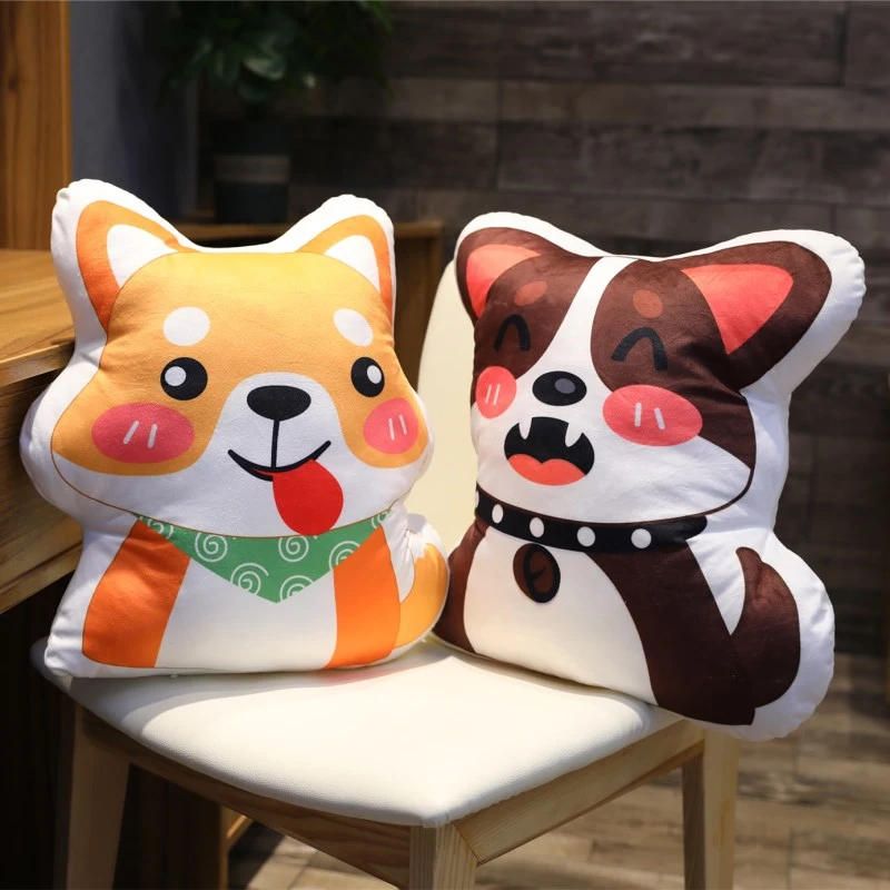 Плюшевая подушка для собак двусторонняя с 3D рисунком 40 см Хаски/корги/Сиба ину