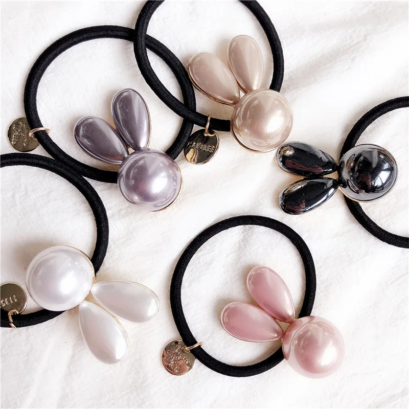 

Women Fashion Cartoon rabbit Elastic Hair bands Hair Rubber bands Rope Headbands Ties pearls Hair Accessories for Women & Girls