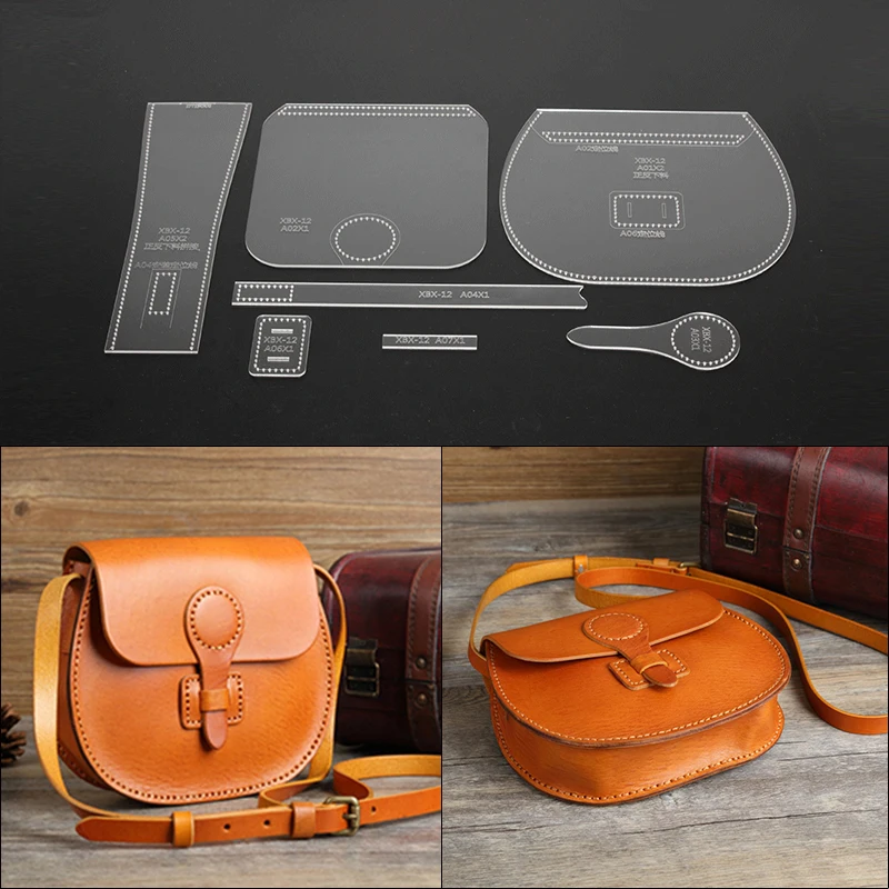 7Pcs Acrylic Leather Tool Template Vintage Shoulder Bag Handbag Pattern Stencil Template outil pour le cuir Tools for Leather