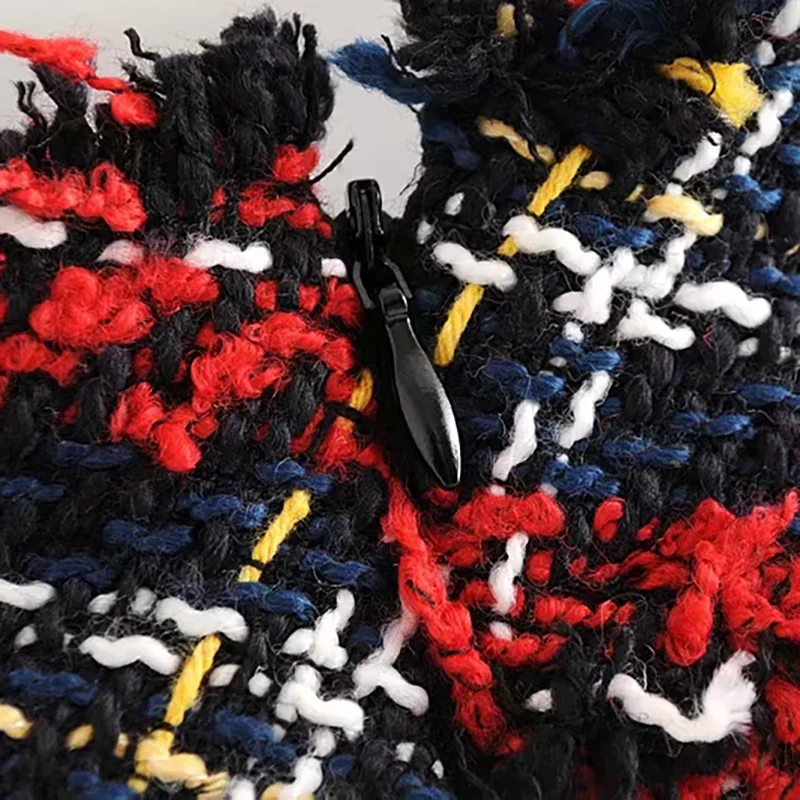 Женские юбки Za 2018 осень зима Красный Клетчатый хлопковый твидовый мини юбка